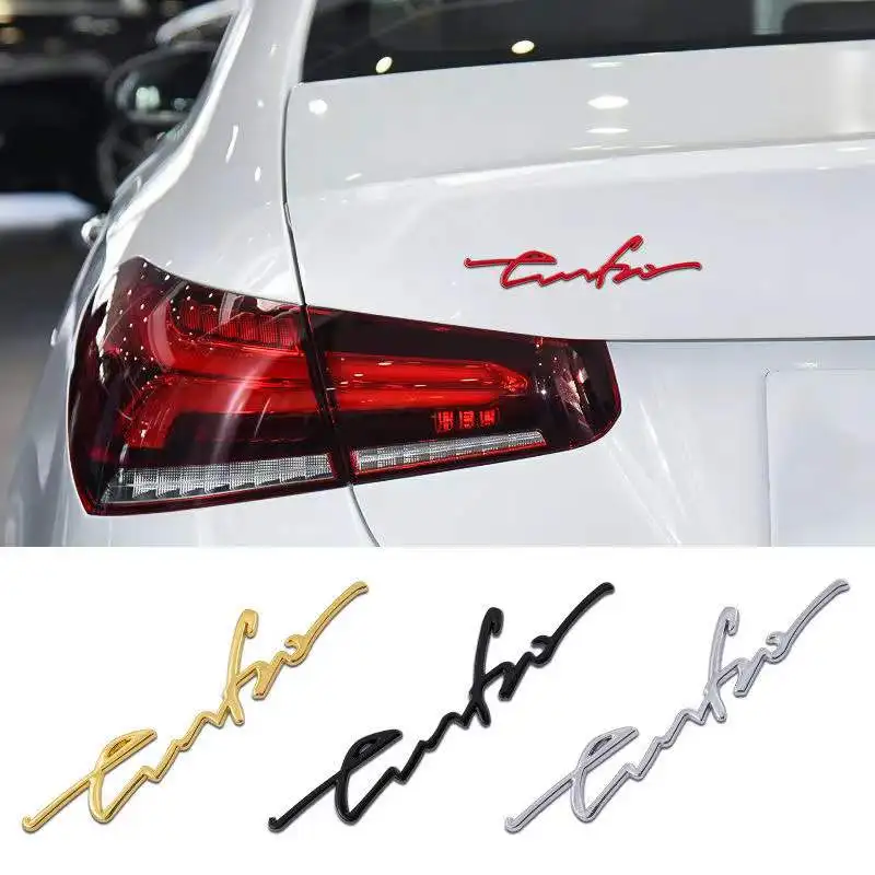 

Car Styling 3D Metal Adhesive Body Side Sticker Turbo Logo Letters Auto Rear Trunk Emblem Fender Badge Decal Accessories