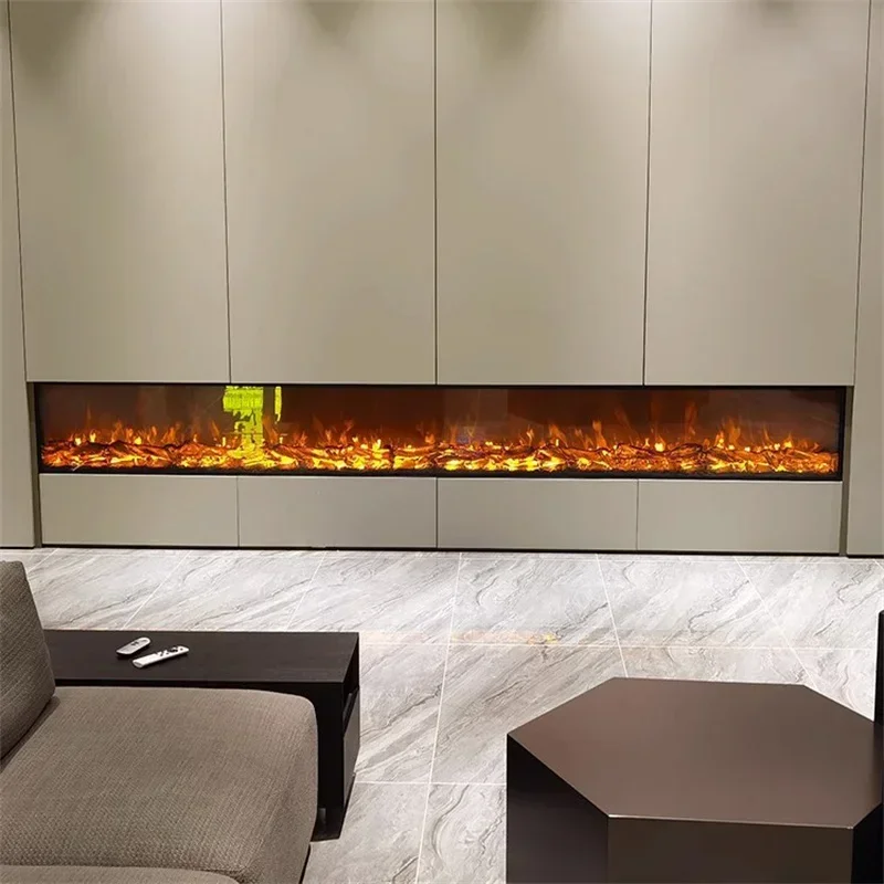 Nordic Home Living Room Embedded TV Stand Fake Fire Fireplace Core Electric Fireplace Simulation Flame Decorative Cabinet Heater