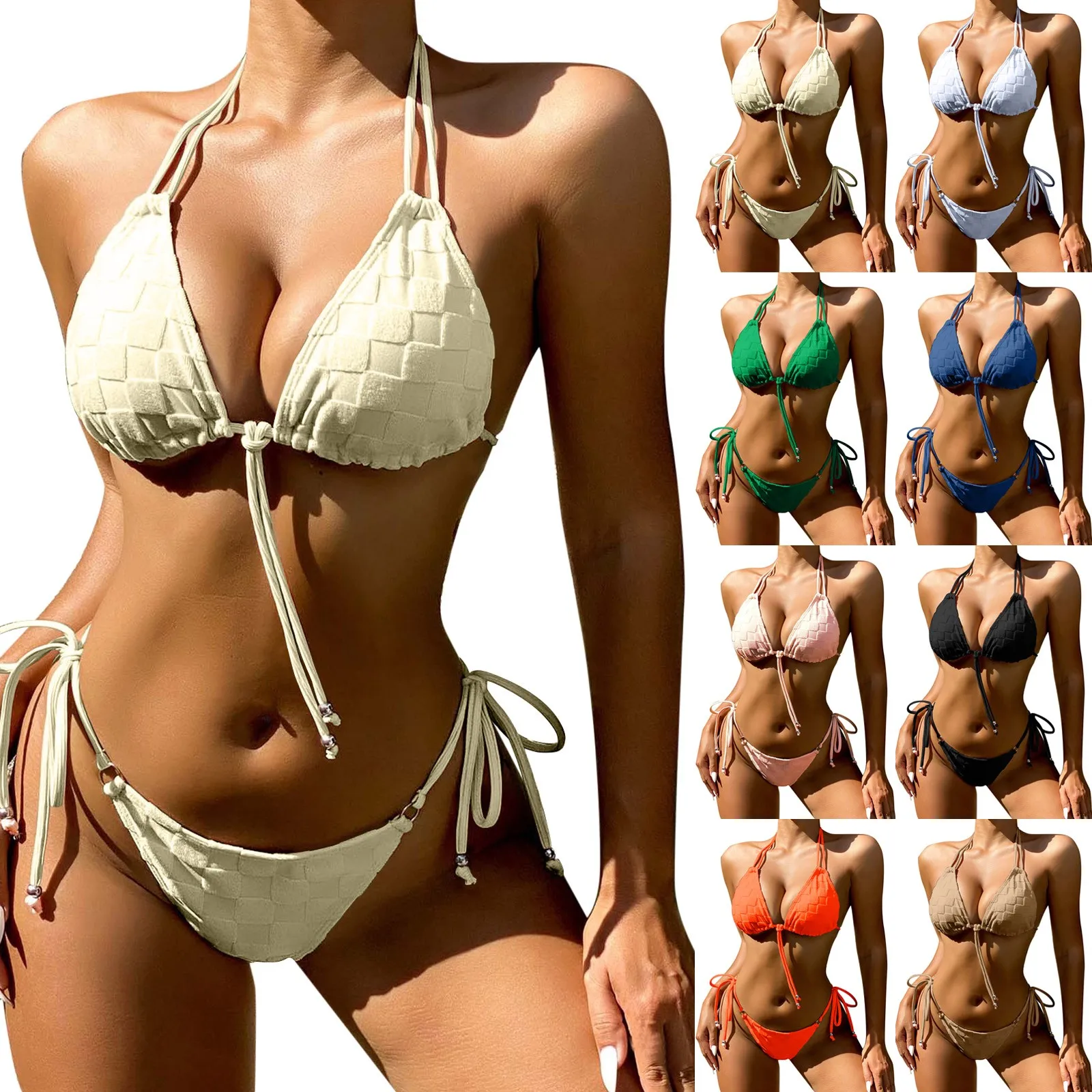 Viral Mesh Tie-Up Bikini Set – Push-Up Euro Style for Petite Busts