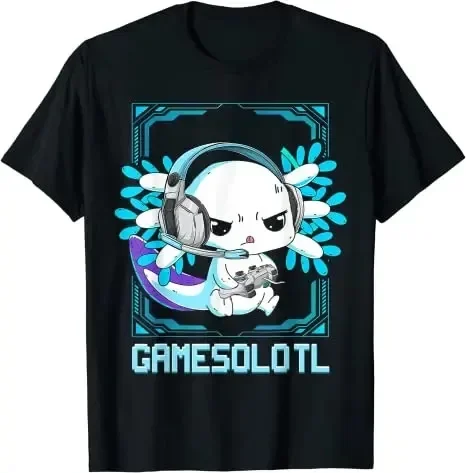 Axolotl Gaming Kids Boys Girls Kawaii Anime Video Game Pew Gamer T-Shirt Gift Cute Gamesolotl Graphic Tee Tops Teens Clothes 3