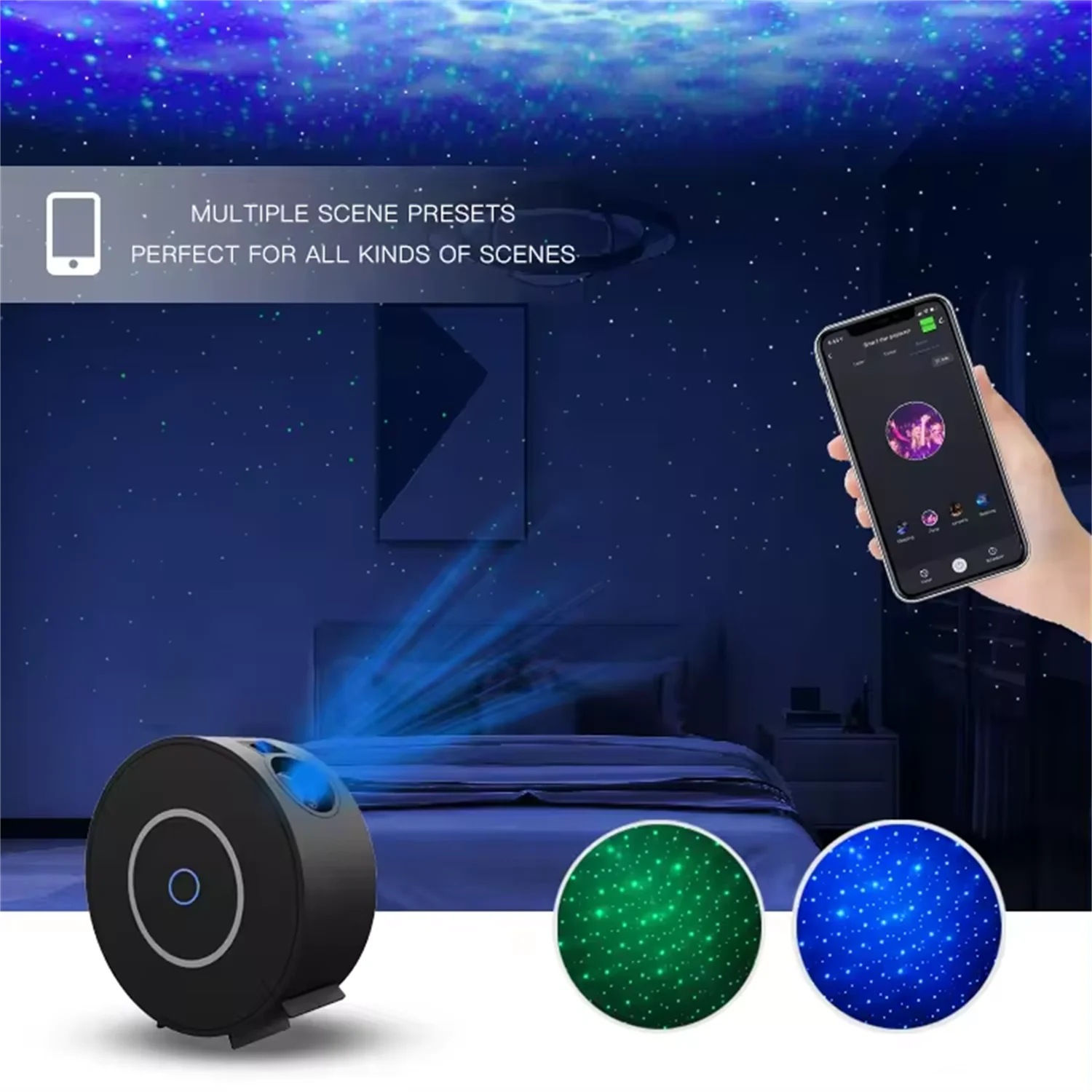 Smart LED starry sky projector light, WiFi starry sky projector light 3D Galaxy, with app/voice control, timer, compatible with