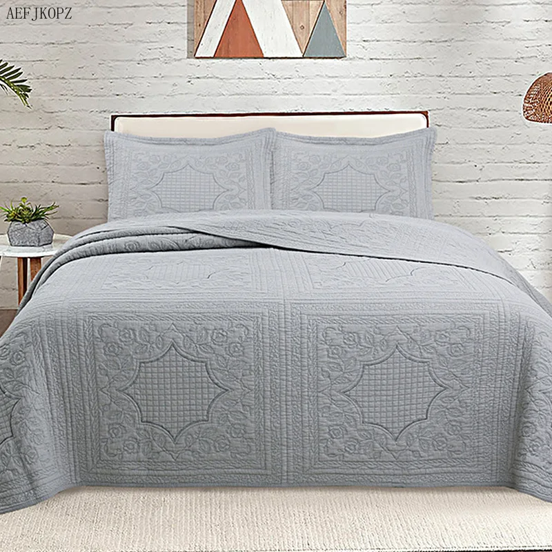 

Bedding set Cotton breathable quilt bedspread Modern minimalist bed three piece set Summer cool quilt bed set bedding set luxury