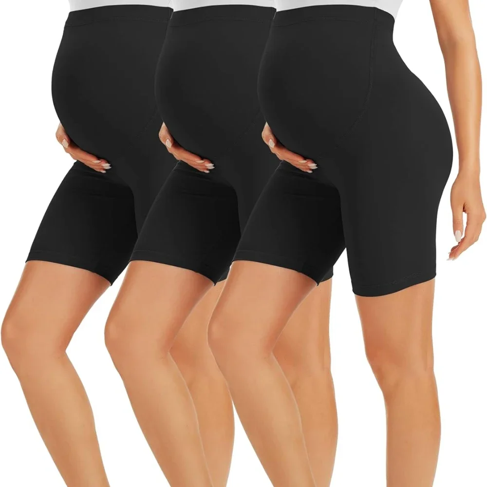 Pregnant Shorts Pregnant Women's Shorts Three Part Shark Skin Seamless Leggings Summer Slimming and Anti Dew Yoga Leggings