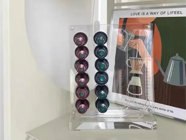 Description Picture 4 of item20/48 PCS Acrylic Nespresso OriginalLine Coffee Pod Holder Rack Capsule Storage Refrigerator Tower Stand Pod Coffee Holder
