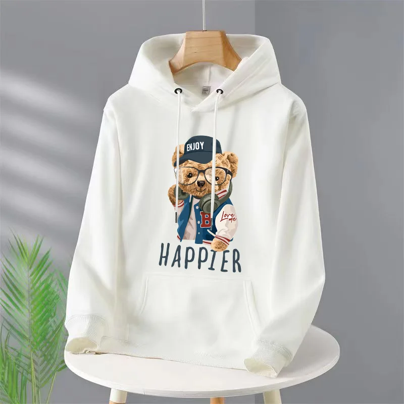 

Мужские/Женские повседневные толстовки Y2k, осенне-зимний новый свитер с длинным рукавом и принтом медведя, пуловеры, одежда, флисовая Свободная Толстовка