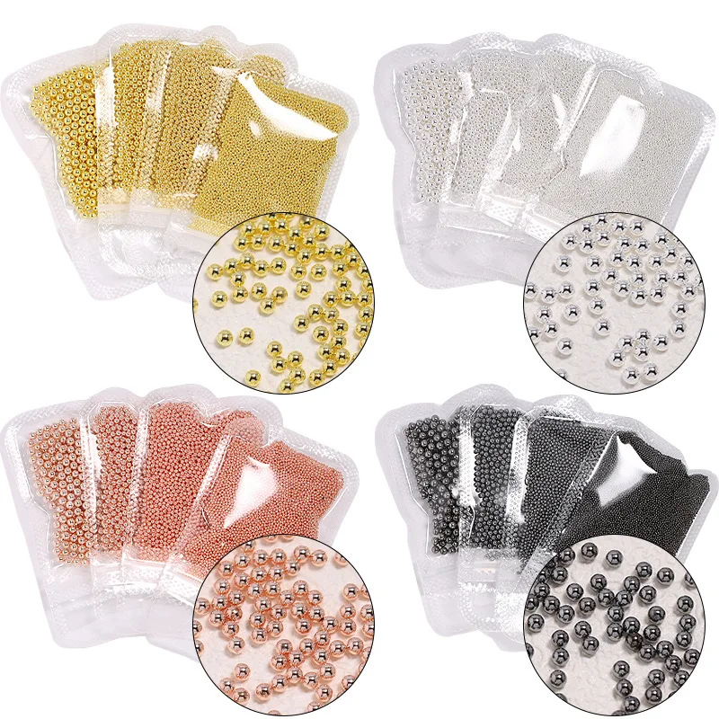 Rose Gold, Silver & Black Mini Steel Ball Nail Art Caviar Charms