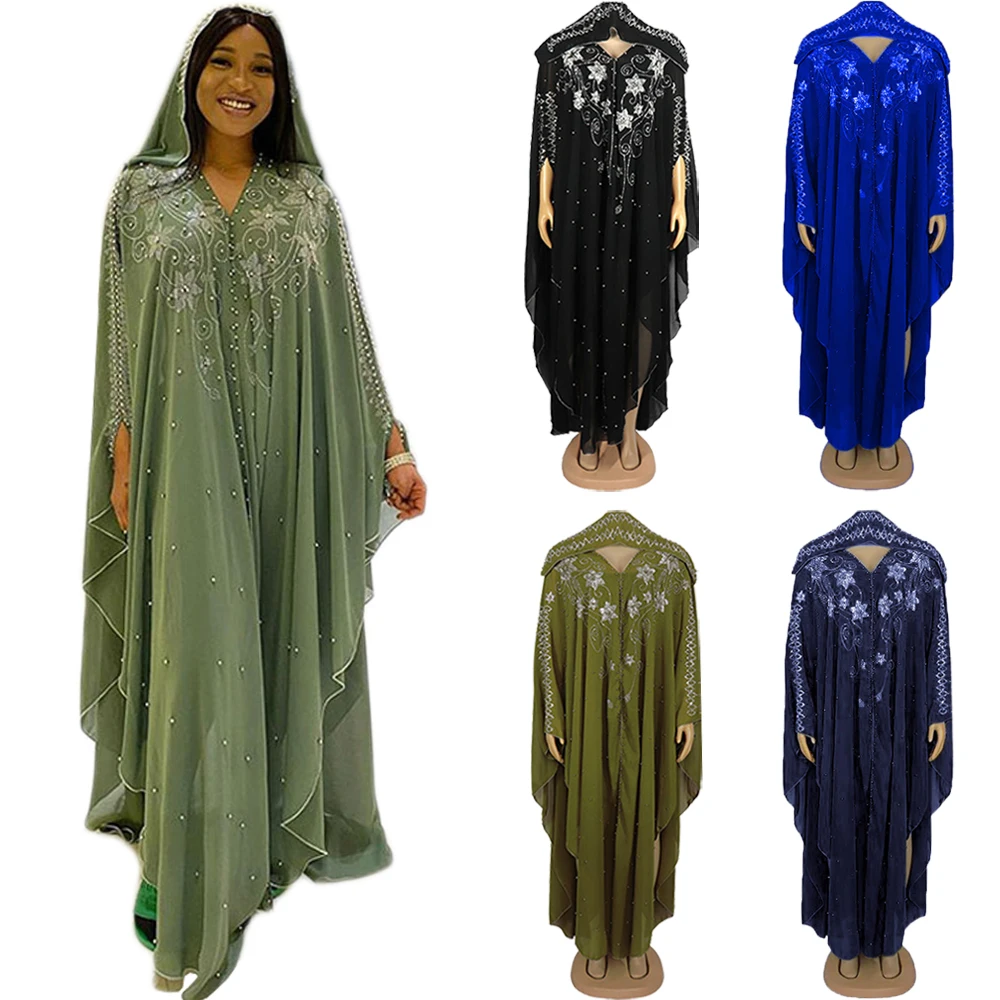 

African Dashiki Diamonds Elegant Women Muslim Abaya Djellaba Dubai Kimono Dresses Turkey Boubou Africa Clothing Morocco Jalabiya