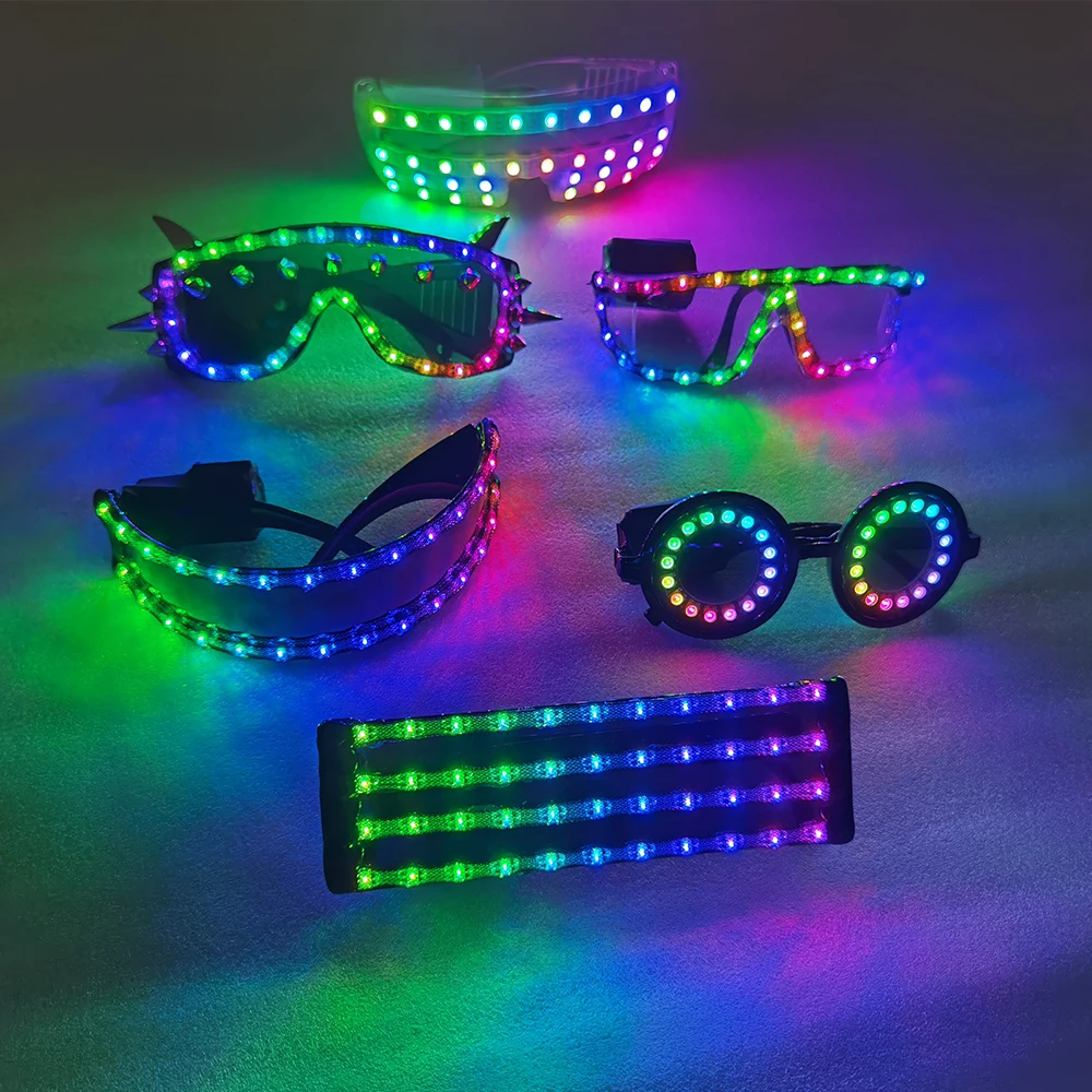 Punk Remote Full color remote control Burst Flashing LED Glow Glasses LED Glasses ...