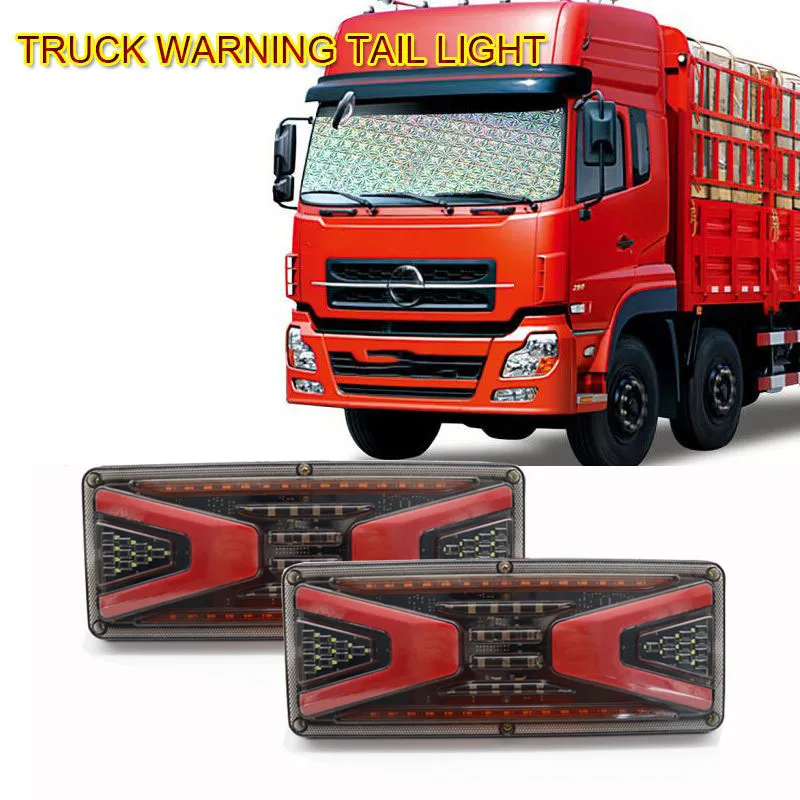 

2pcs 24V LED Car Trailer Truck Rear Tail Lights Stop Brake Turn Signal Indicator Lamp Taillight Caravans Bus RV Camper
