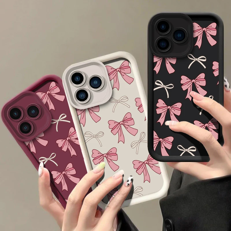 Fashion Pink Bow Knot Shockproof Silicone Phone Case