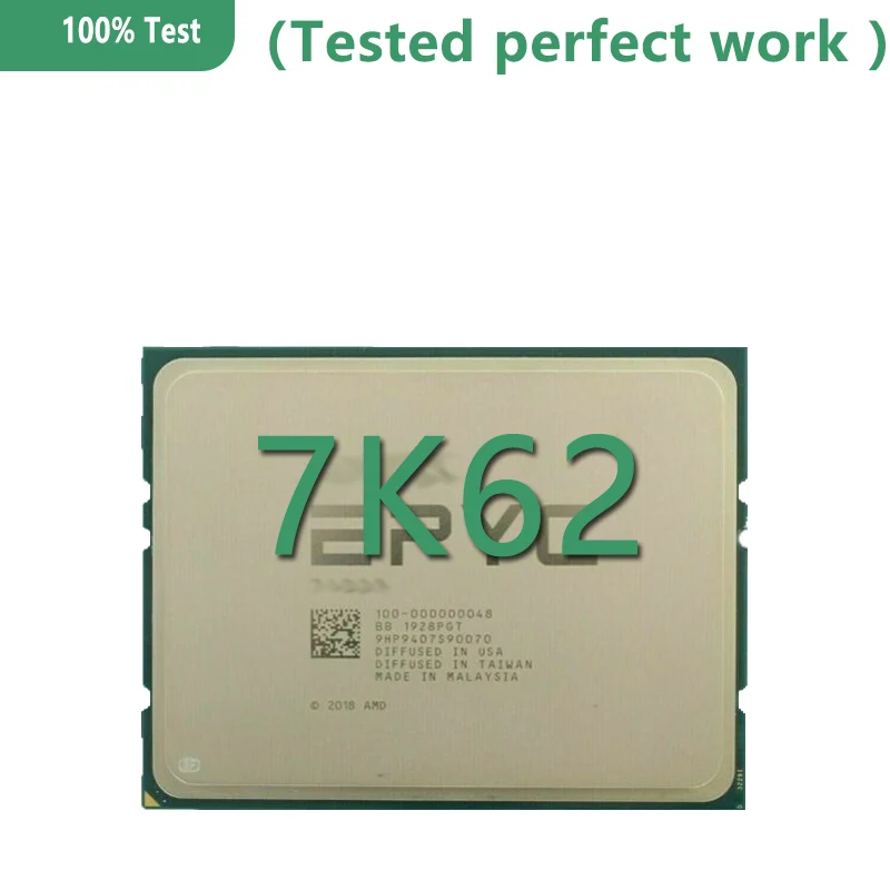 LGA4094 마더보드용 DDR4-2666V 소켓 SP3 프로세서, EPYC 7K62 CPU, 2.6GHZ, 48C, 96T, 192M 캐시, 240W