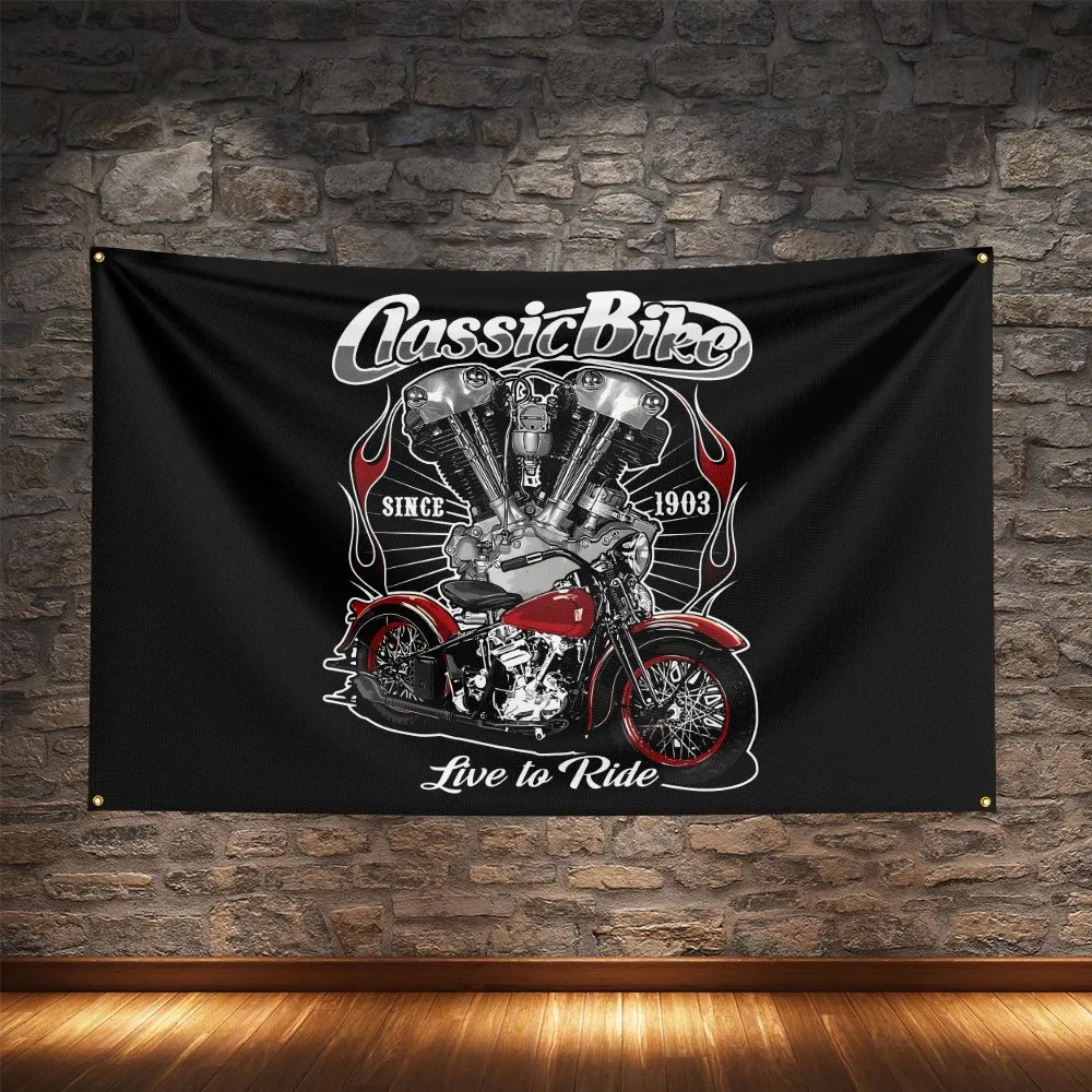 Route 66 Motorcycle Flag - Polyester Banner