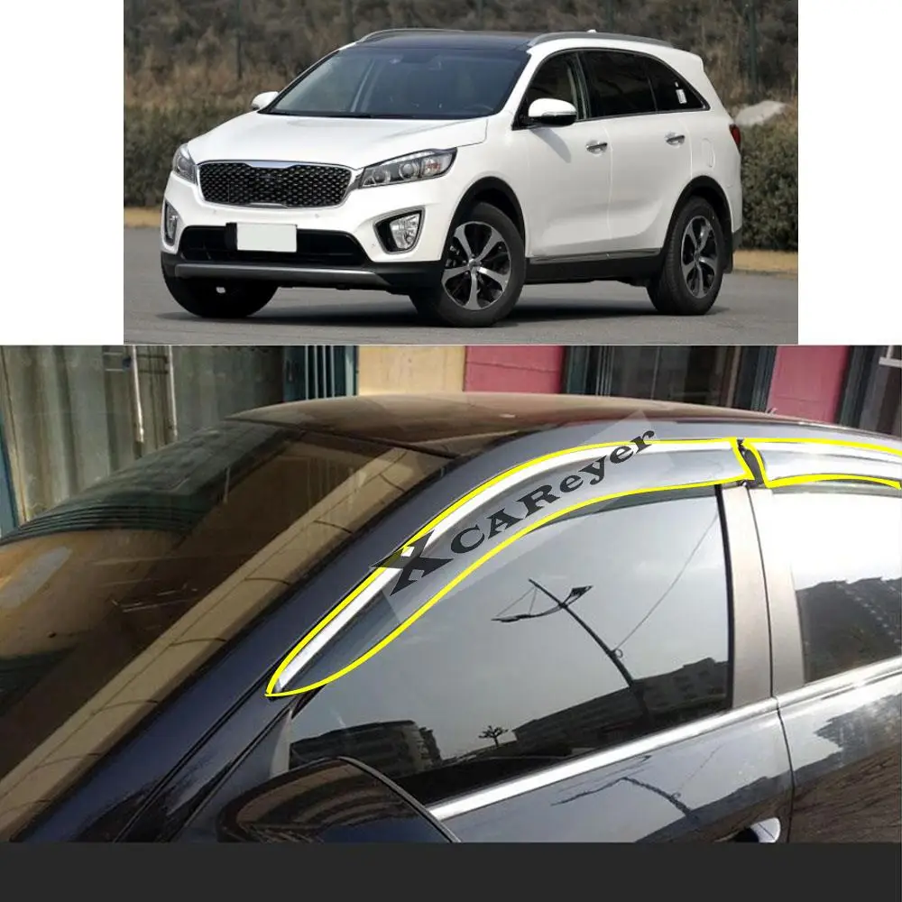 Car Sticker Plastic Window Glass Wind Visor Rain/Sun Guard Vent For KIA Sorento L 2015