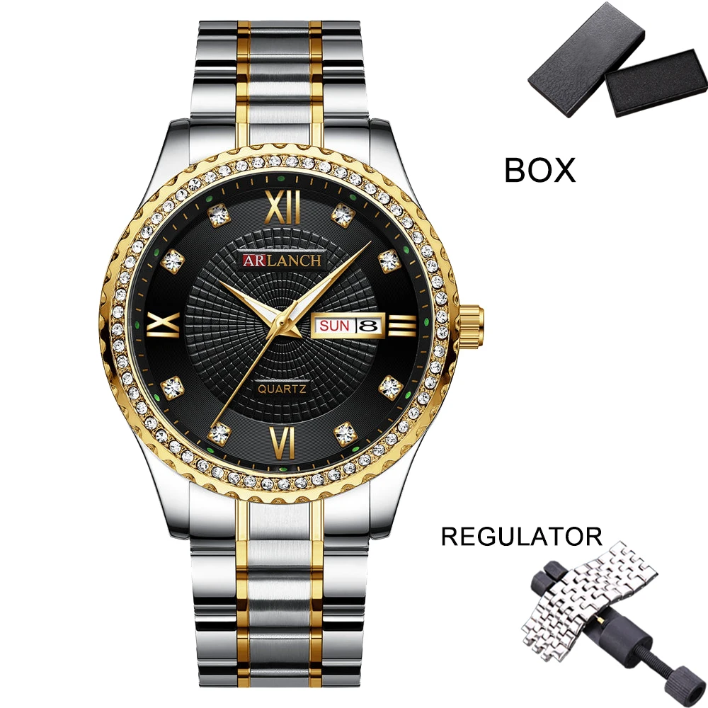 

Montre Homme 40mm Gold Black Fashion Business Quartz Watch Luxury Rhindiamonds Diving Series Imitation Stainless Steel Men Watch