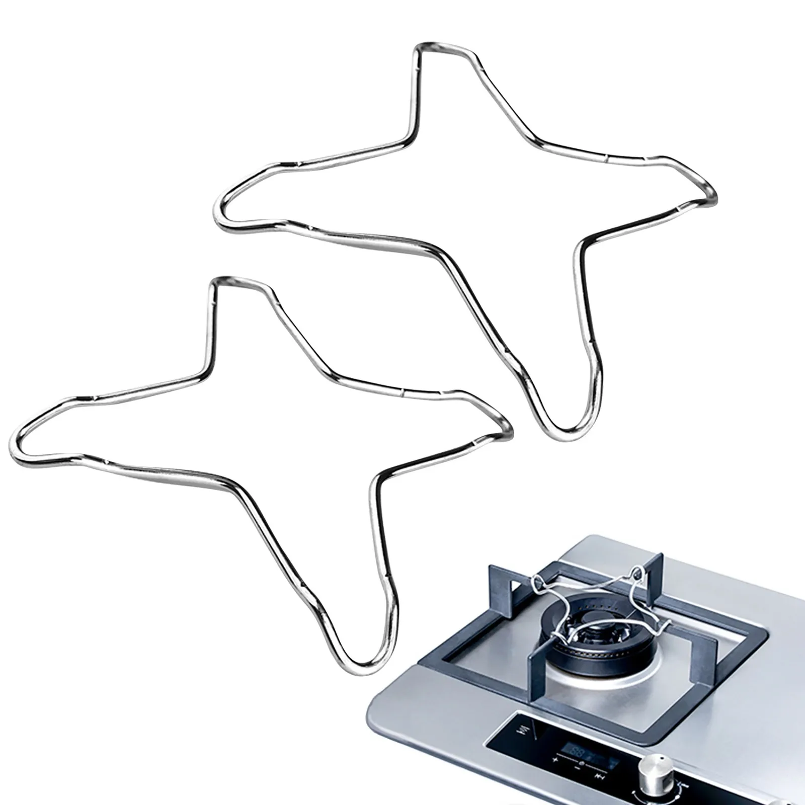 2 Gas Stove Attachment Gas Cross Pot Holder Star Wok Ring Stainless