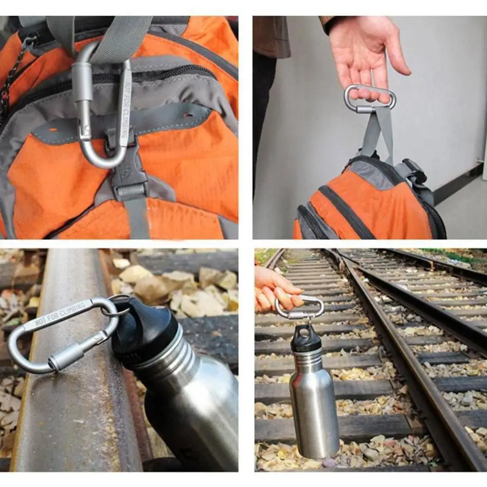 

D Type Carabiner Mountaineering Lock Buckle Backpack Water Cup Hanging Waterproof Wear-resistant High Strength Durable 2pcs