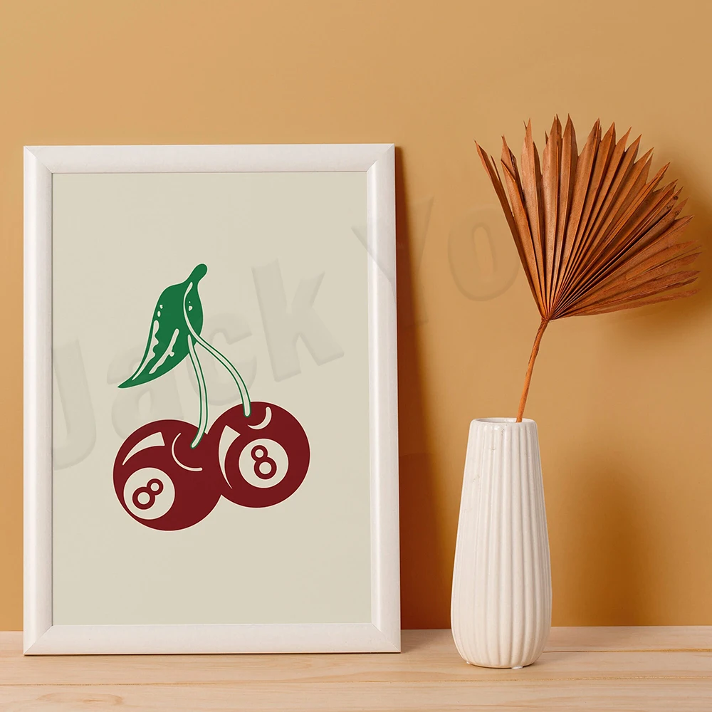 XMJJQQ Funky Red Strawberry Disco Art Wall Art, Trendy Disco Ball Poster per la camera delle ragazze, Coquette Fragole Immagine Stampa, Fragola Disco Ball Art Fruit Poster 30,5 x 40,6 cm senza