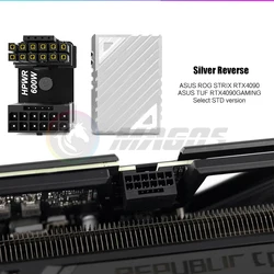 High-Power GPU Connector Adapter - 600W Elbow Wiring Artifact in Black/Silver (Silver Reverse)