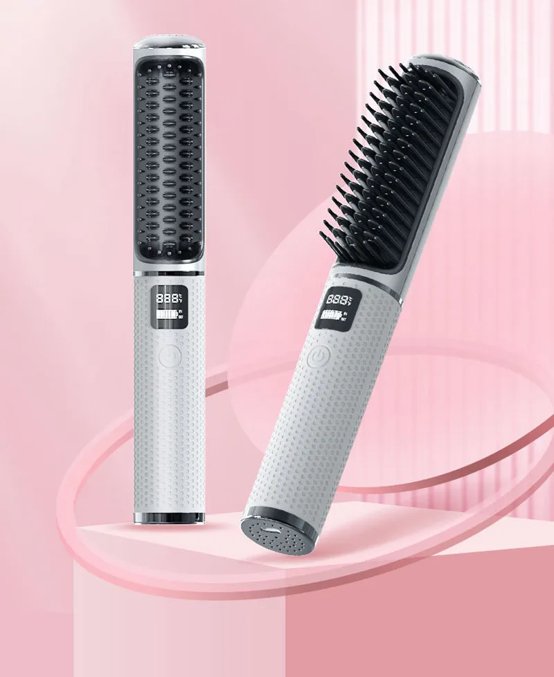 Description Picture 2 of itemLCD USB Charging Hair Straightening Brush Portable Anion Intelligent Temperature Control Curler Straight Styler