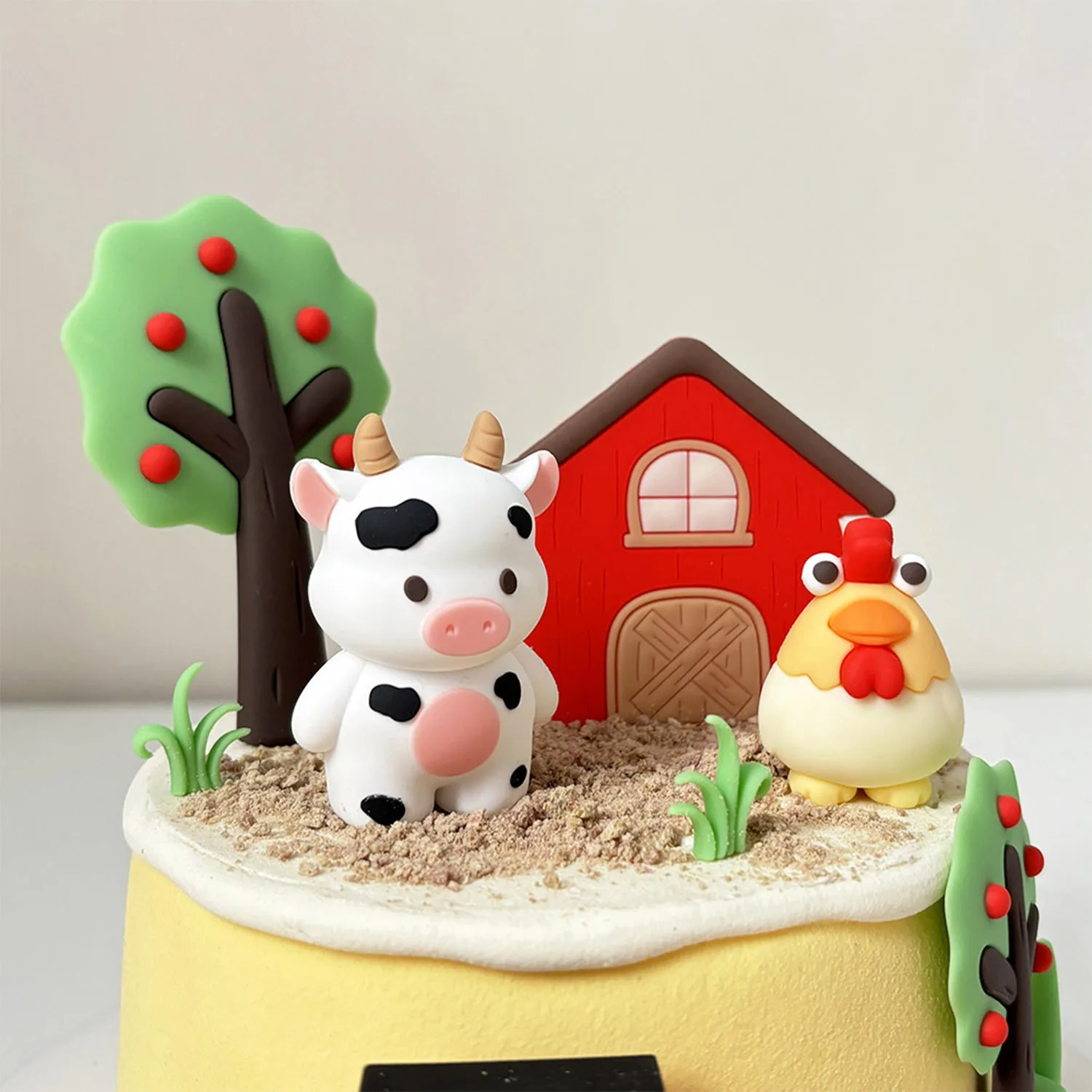 LaVenty Decorazione per torta di animali da fattoria Topper per torta di pecora Decorazione per torta di mucca Topper per torta di maiale per decorazioni per feste di animali da fattoria