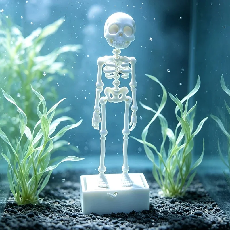 1pc Resin Dancing Skeleton Aquarium Ornament Air Bubble Driven Fish - Image 2