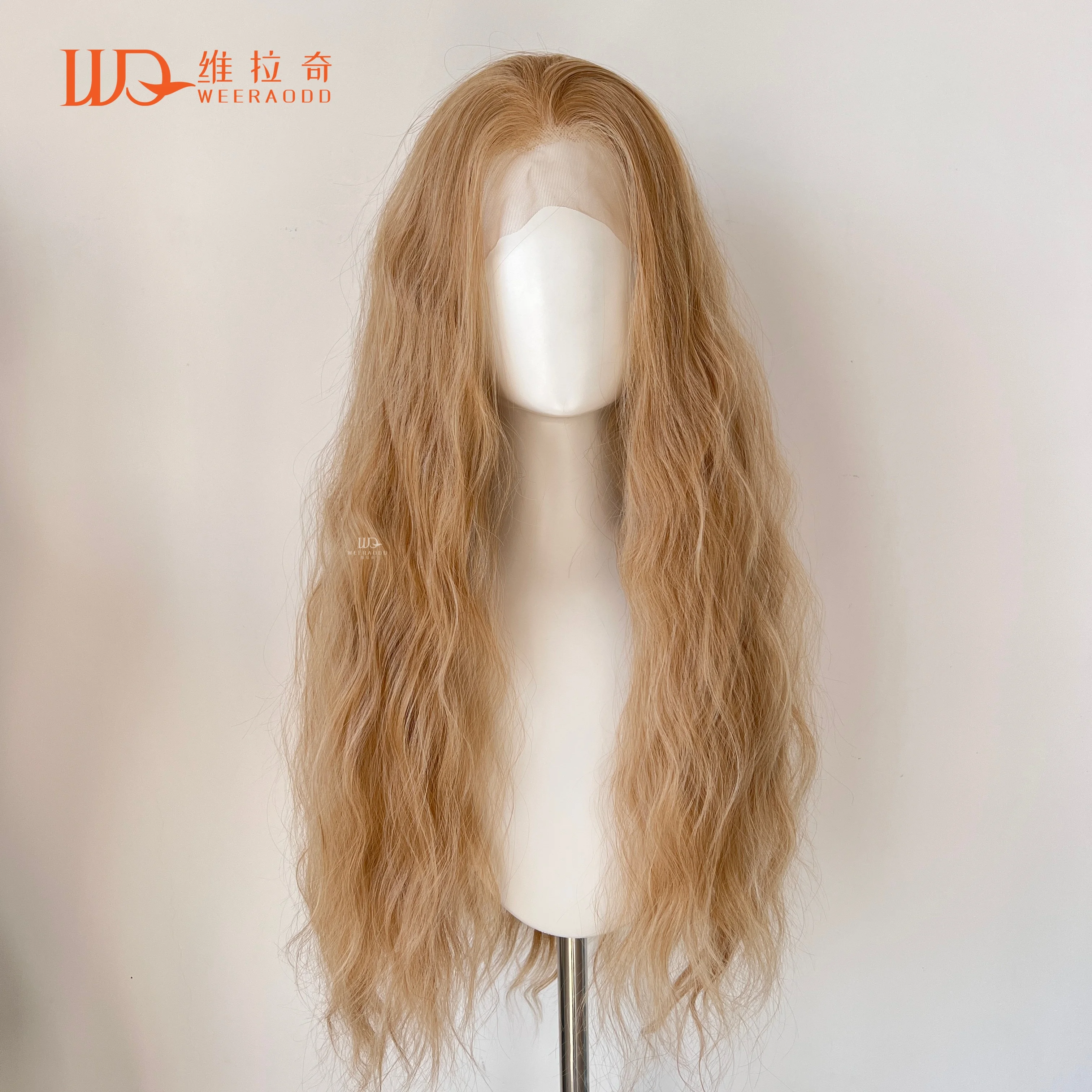Parrucca anteriore in pizzo sintetico ondulato biondo misto per donna Parrucca anteriore in pizzo con onde naturali lunghe Opzioni di colore bianco o biondo per cosplay