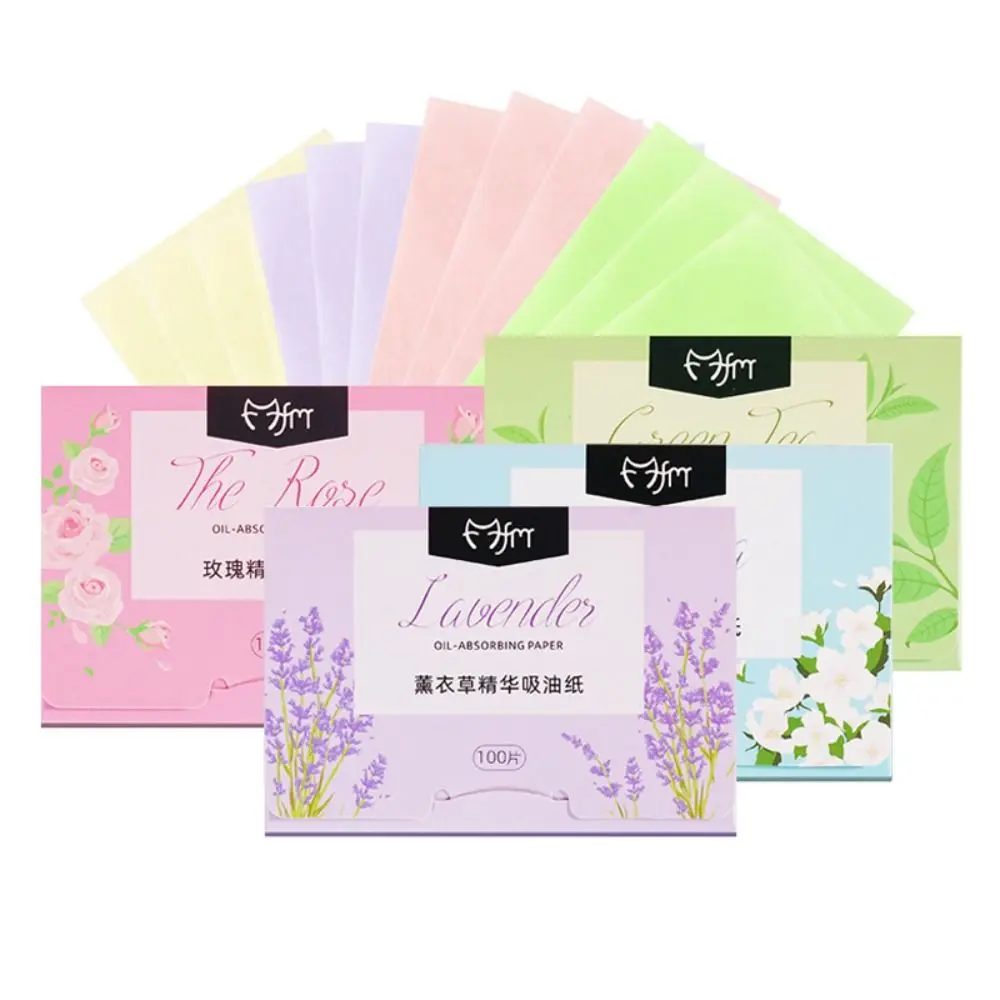 

100Pcs Skin Care Face Oil Blotting Paper Oil Control Anti-grease Oil Control Film Refreshing Lavender Face Cleaning Tools