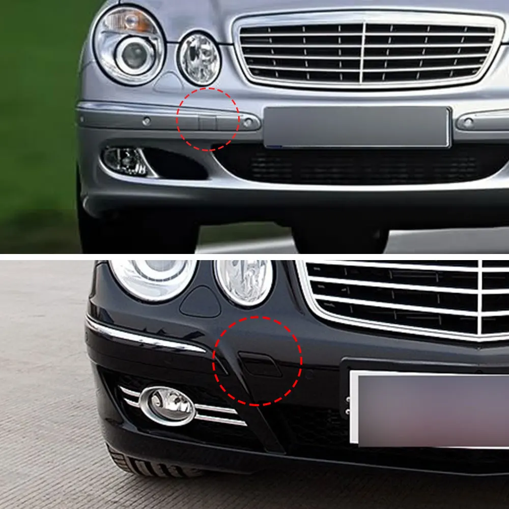 Car Front Bumper Tow Hook Cover Cap Silver front bumper decoration front bumper cover For Mercedes Benz E Class W211 2003-2006 E260 E300 E350 E400 2118850026 2118851022