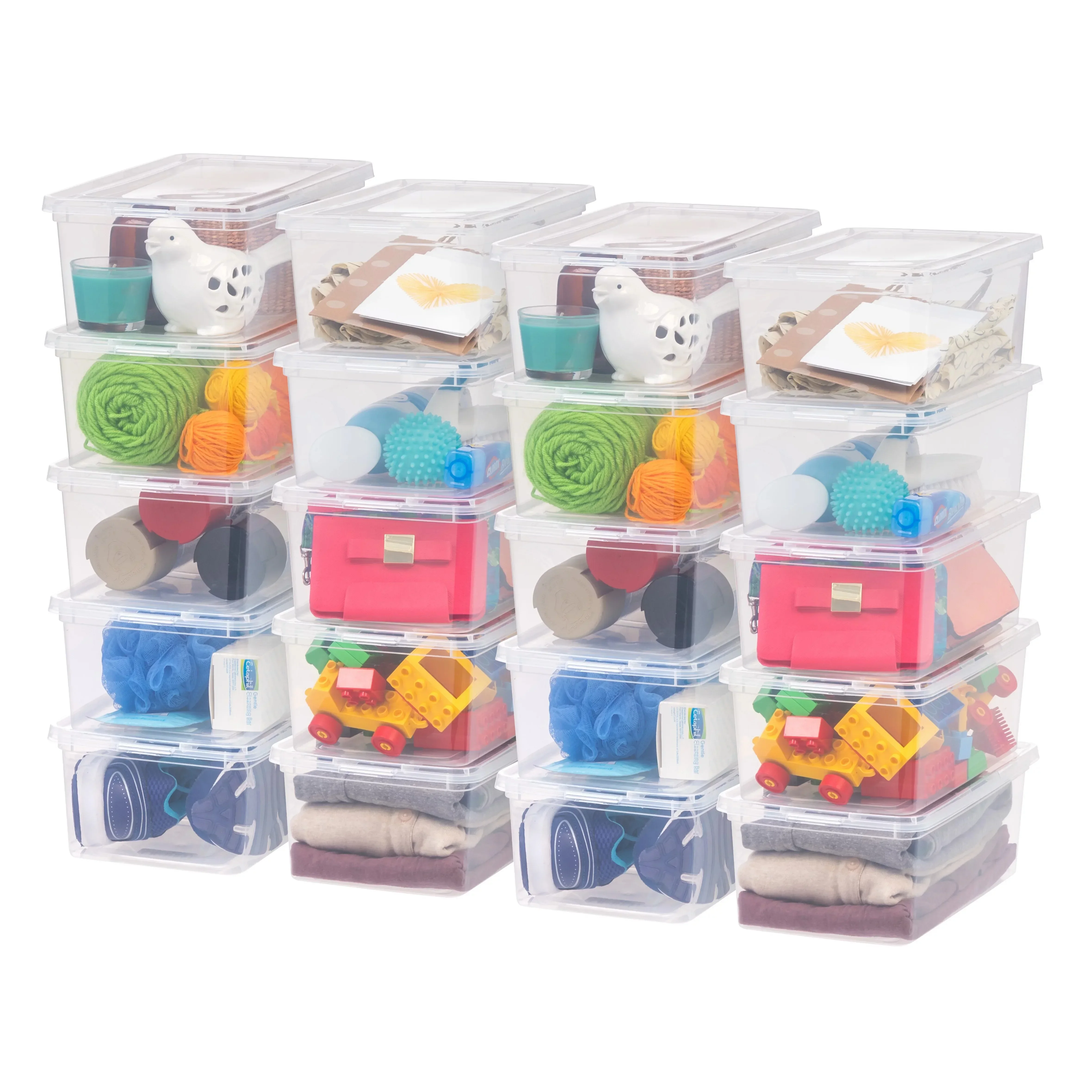 

free shipping 5 Qt. (1.25 gal.) Small Stackable Plastic Closet Storage Box, Clear, Set of 20