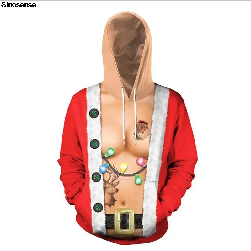 

Men Women Santa Reindeer Ugly Christmas Sweater 3D Christmas Tree Printed Holiday Party Jumper Tops Tacky Xmas Hoodie Sweatshirt