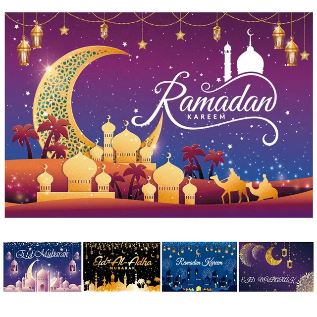 Fondo de Eid Mubarak 2024, decoración de Kareem Ramadán para el hogar,  suministros de fiesta musulmanes islámicos, decoración de Ramadán Mubarak  Eid Al Adha - AliExpress