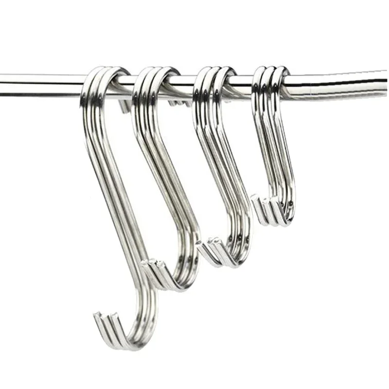 

S-Shape Hook Stainless Steel Clothes Bags Towels Plants Hanging Rack Multi-function Kitchen Bedroom Railing S Hanger Hook