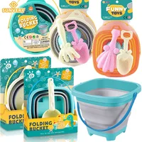 Collapsible Beach Sand Toys for Kids Travel Beach Toys for Kids with Foldable Sand Bucket Beach Shovel Toys Kit for Toddlers 1