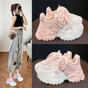 Women's Shoes Casual Shoes Spring Sneakers Platform Woman-shoes Tennis Female Fashion Thick Sole 2024 Roses Trainers Increased I 1