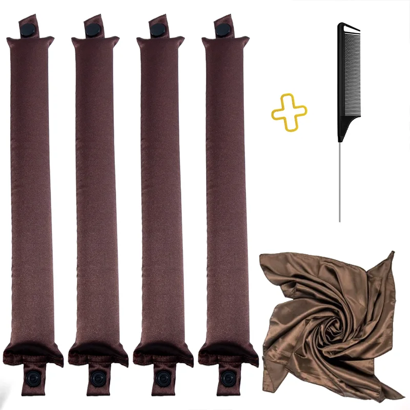 Heatless Curls Overnight Blowout Rods-6 Pcs No-Heat Hair Curler Set, Hair Rollers for Long with Bonnet for Sleeping