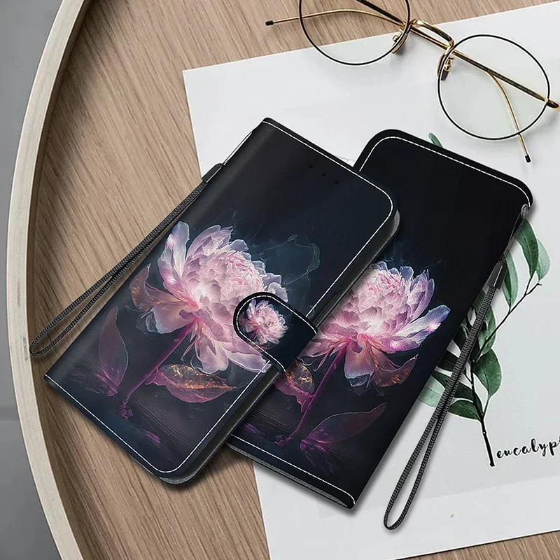 Stylish Stand Flip Wallet Case with Painted Pattern