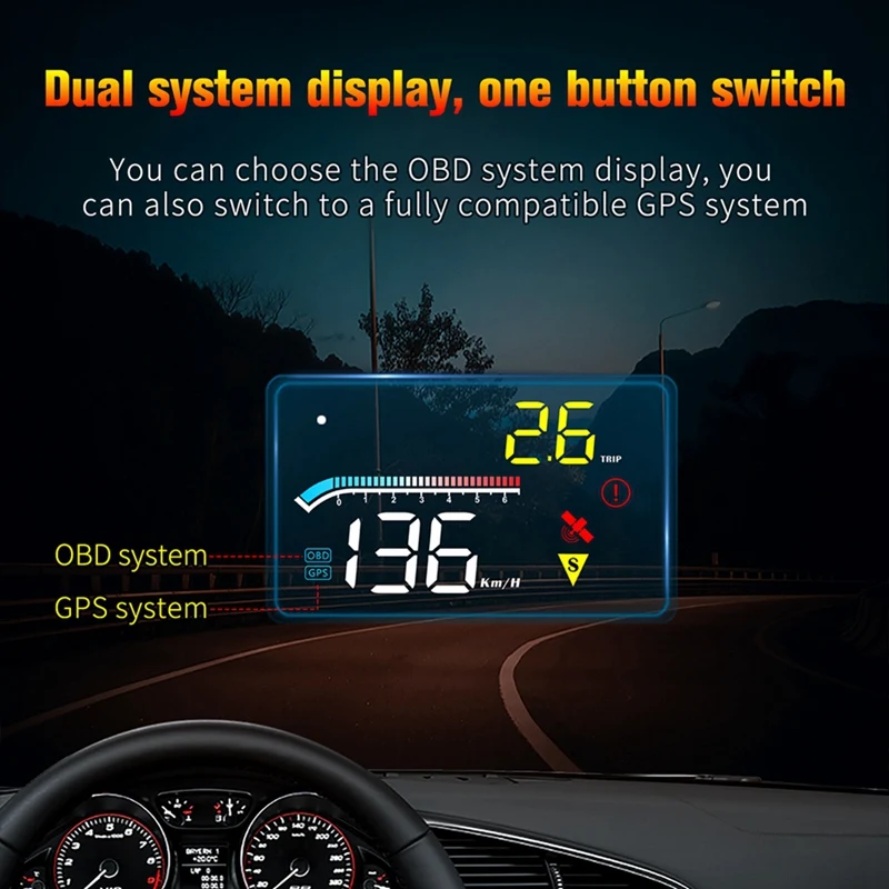  HUD GPS ׺̼ OBD2 ĳ, º ǻ,  ̺ GPS ׺̼ ӵ , 2 in 1