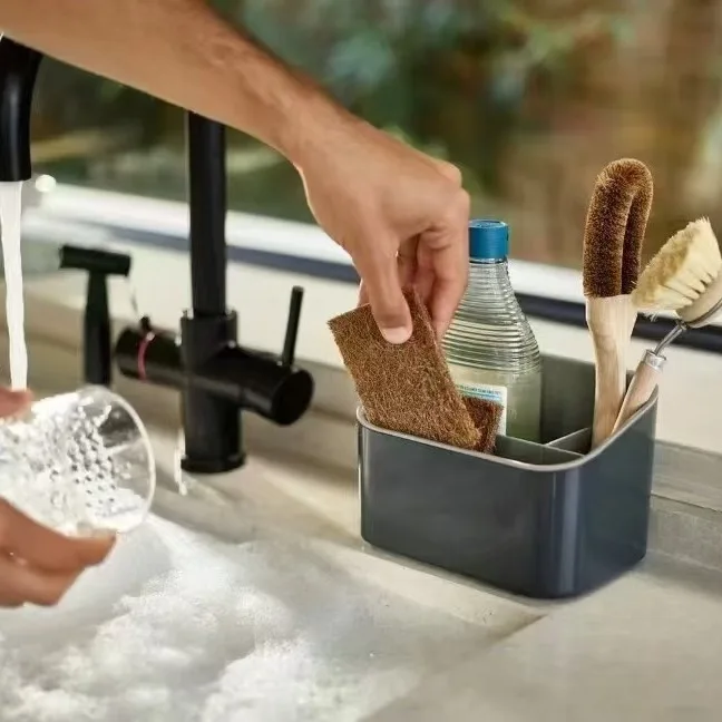 Multifunctional Kitchen Storage Rack with Sponge and Cloth Holder