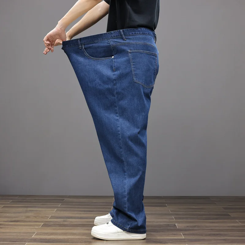 Summer Thin wide leg jeans men straight loose big leg trousers wide leg elastic plus size mens jeans 11XL 12XL 4