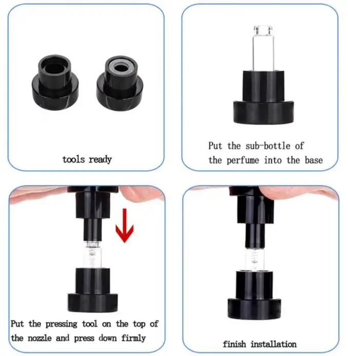 Perfume Samples Bottle 100pcs 1ml 1.5ml 1.8ml 2ml 2.5ml Bayonet Glass with Black White Transparent Invisible Spring Pump Sprayer