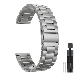 Premium Stainless Steel Strap Band for Smartwatches - Elegant Metal Bracelet for Men and Women (Titanium Color)