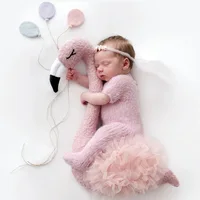 Newborn Photography Props Flamingo Pillow Lace Wrap Set Baby Modeling Pillows Cartoon Cushion Fotografia Photo Props Accessori 2