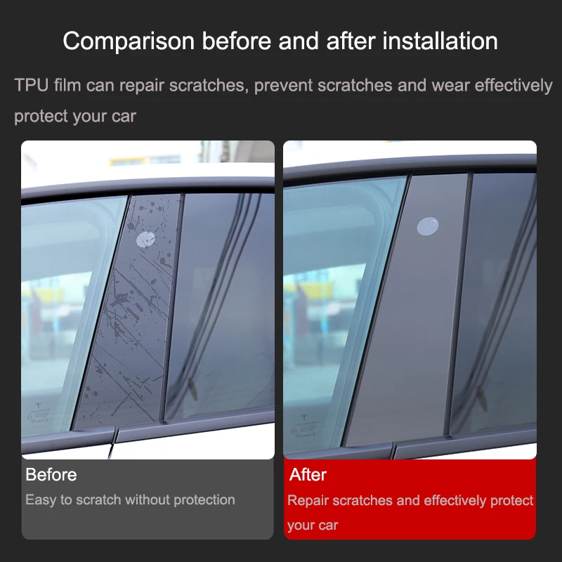 For Tesla Model 3/Y A-pillar B-pillar Protective Film Scratch Proof TPU A-pillar Door Pillar Film Retrofitting Car Accessories