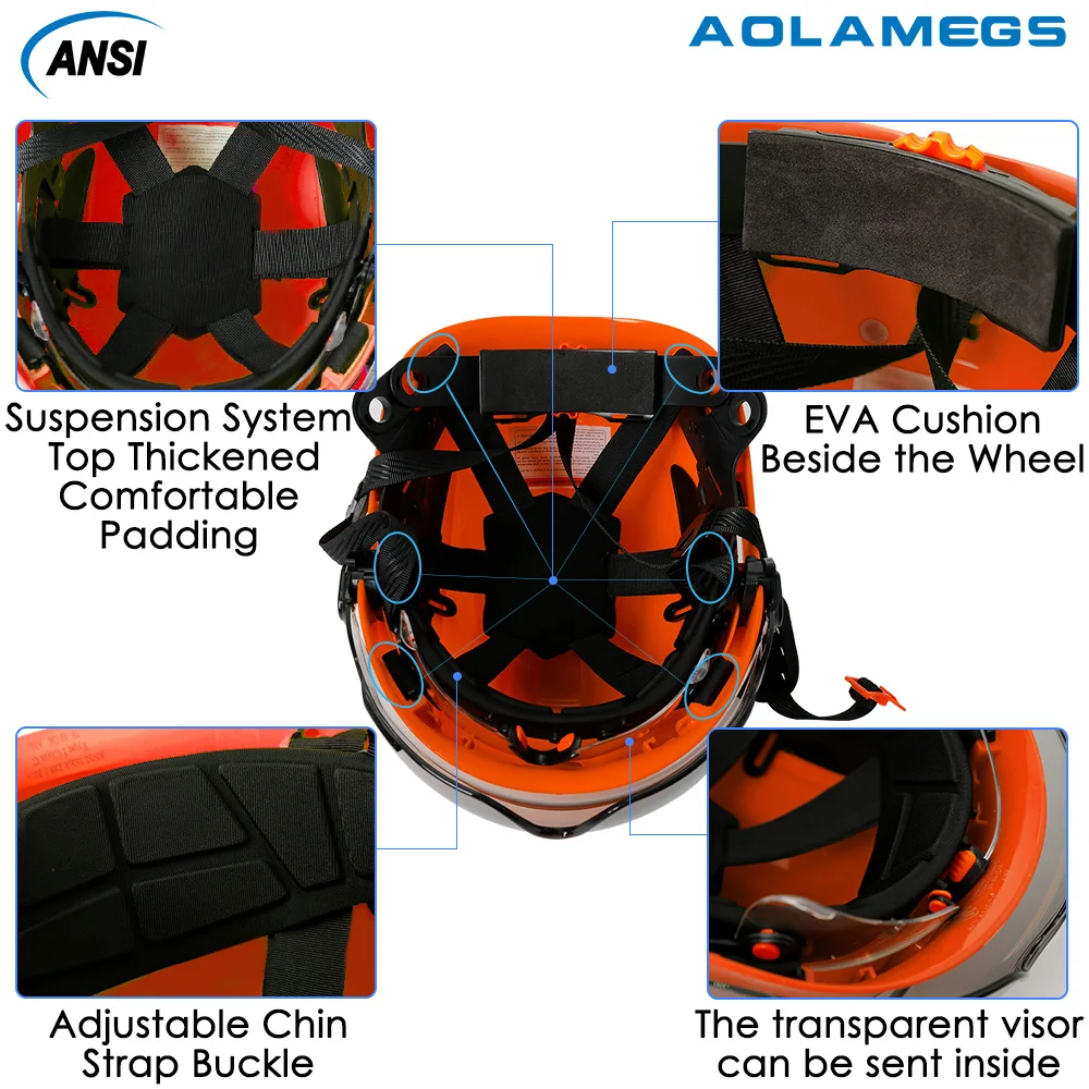 Casco di sicurezza per la costruzione CE con visiera adesivi riflettenti con occhiali incorporati per ingegnere ABS ANSI cappello di sicurezza per lavori industriali