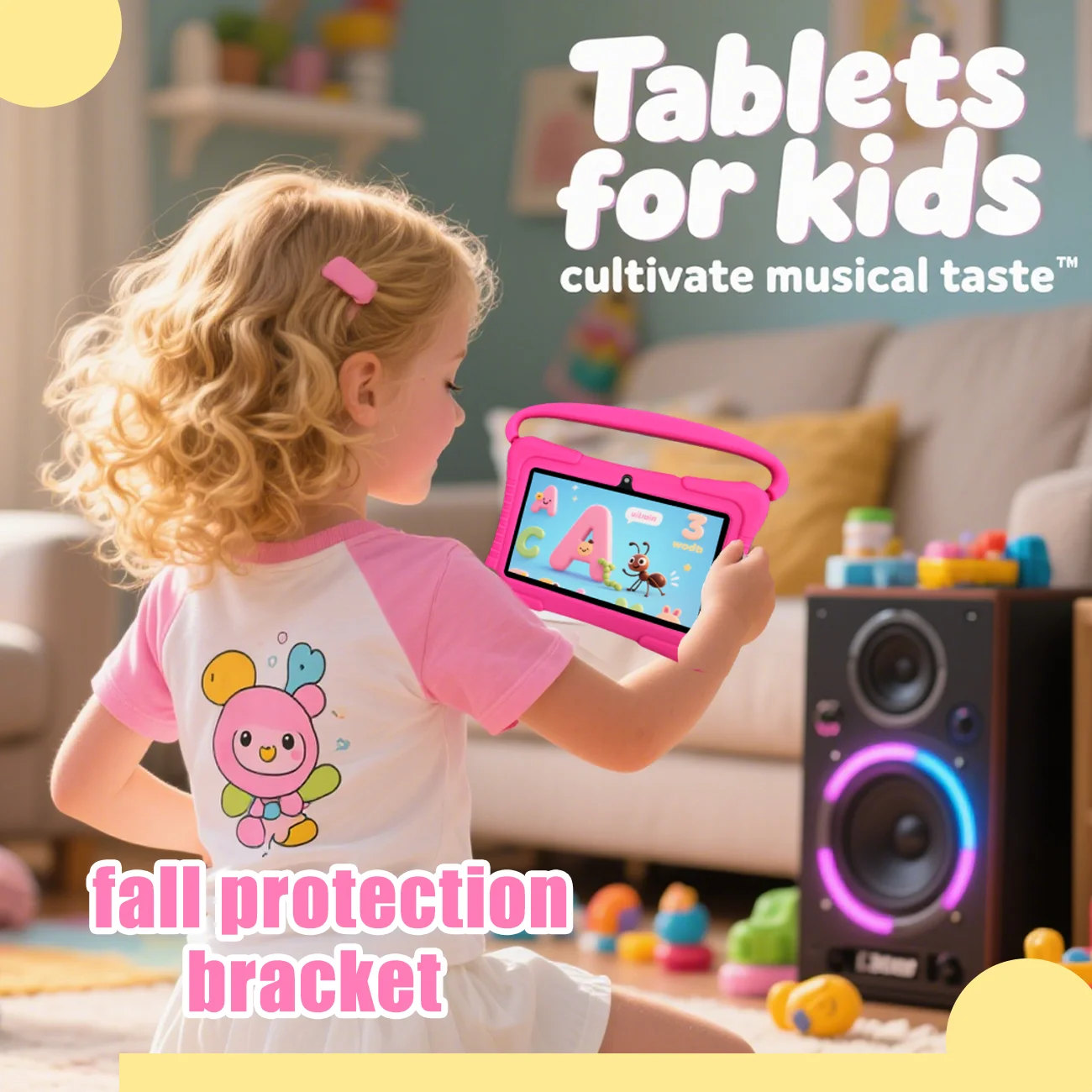 어린이 태블릿 7인치, 부모 통제 기능이 있는 어린이 태블릿, 듀얼 카메라, 크리스마스 및 생일을 위한 어린이 선물. 핑크/블루