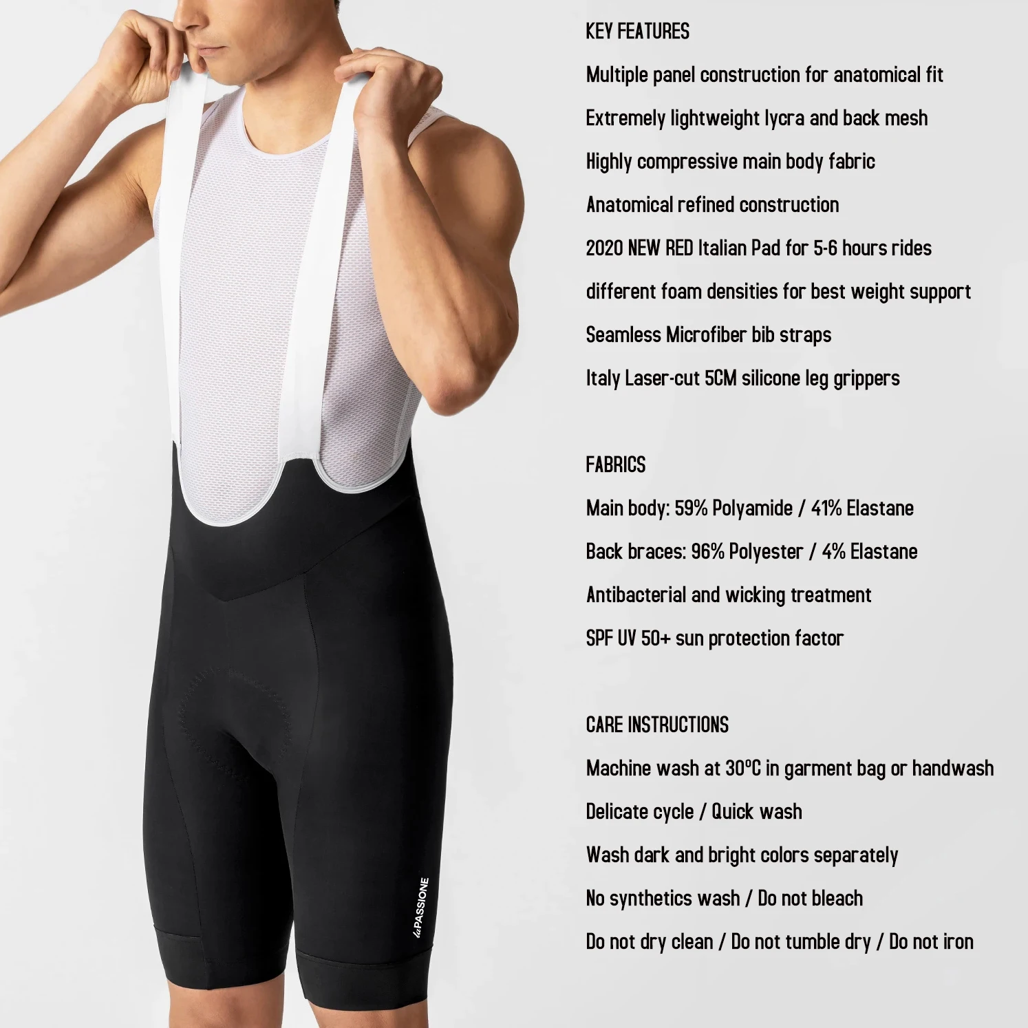 LA PASSIONE Summer Cycling Bib Shorts Men's MTB Bike Shorts Pants Man Road Cycling Pants Bicycle with Pocket Clothes