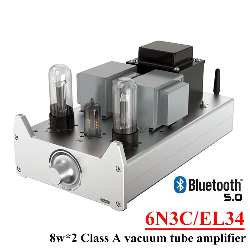 

8w*2 6N3C EL34 Vacuum Tube Amplifier High Powr Sound Sweet and Transparent Bluetooth 5.0 Single Ended Class A Audio Amplifier