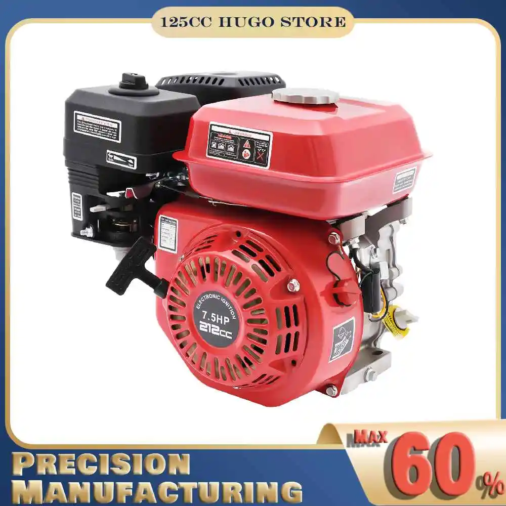 212cc 7.5HP 4-Stroke Engine, 3600 RPM Pull Start Gasoline Engine, Air Cooled Single Cylinder Petrol Engine