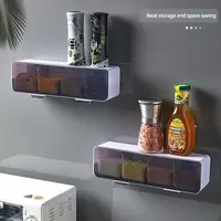 4-Grid Wall Mounted Seasoning Box, Household Kitchen Storage Container, Spice Salt Sugar Storage Container Combination Set 2