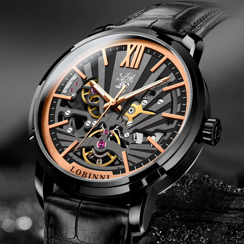 LOBINNI Luxury Men'S Watches Multi -Style Unique Design Automatic Lane Stainless Steel Automatic Mechanical Waterproof Watches